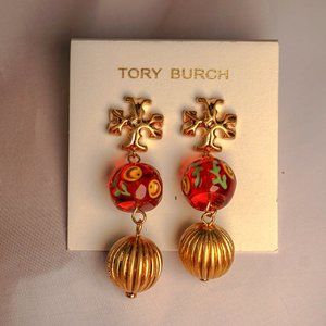 Tory Burch Roxanne Double Drop Statement Earrings (Burnt Sienna)
